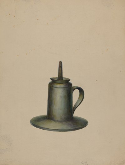 Lámpara de aceite de peltre, c. 1938 de Walter Hochstrasser