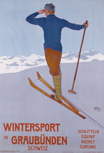 Deportes de invierno en Graubunden, 1906 de Walter Koch