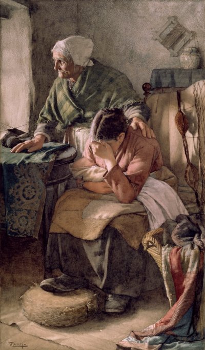 Pero los hombres deben trabajar y las mujeres deben llorar, 1883 de Walter Langley