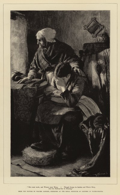 Los hombres deben trabajar y las mujeres deben llorar, aunque las tormentas sean repentinas y las aguas profundas, y el puerto esté gimiendo de Walter Langley