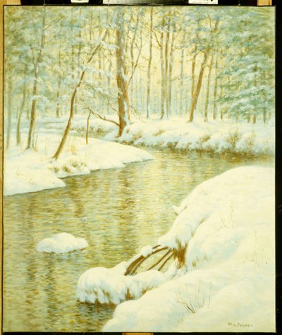 Corriente de invierno, resplandor del atardecer de Walter Launt Palmer