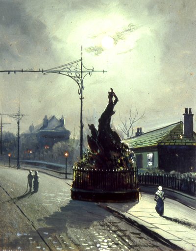 El roble original de noche, en Headingley (óleo sobre tabla) de Walter Linsley (attr. to) Meegan