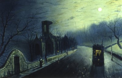 Kirkstall Abbey by Moonlight (óleo sobre lienzo) de Walter Linsley Meegan