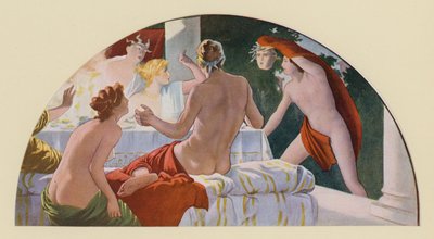 Perseo se enfrenta a Polidectes con la cabeza de la gorgona Medusa (litografía en color) de Walter MacEwen