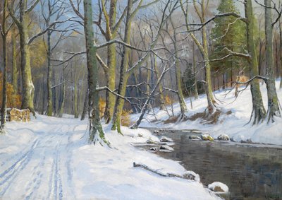 Paisaje de arroyo en invierno de Walter Moras