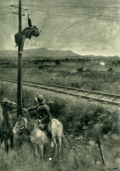 Bóers atrapados en el acto de cortar los cables del telégrafo, 1902 de Walter Paget