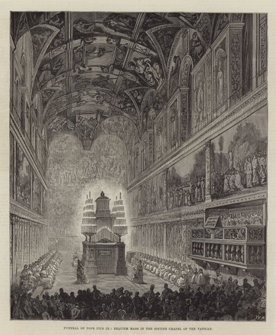 Funeral del Papa Pío IX, Misa de Réquiem en la Capilla Sixtina del Vaticano de Walter Paget