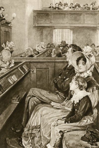 John Ruskin de niño viendo al predicador de Walter Paget