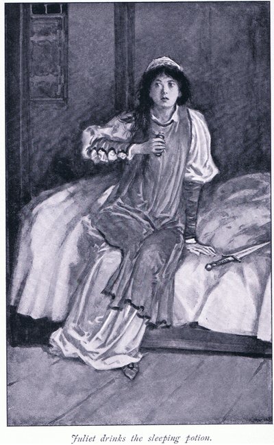Julieta bebe la poción para dormir de Walter Paget