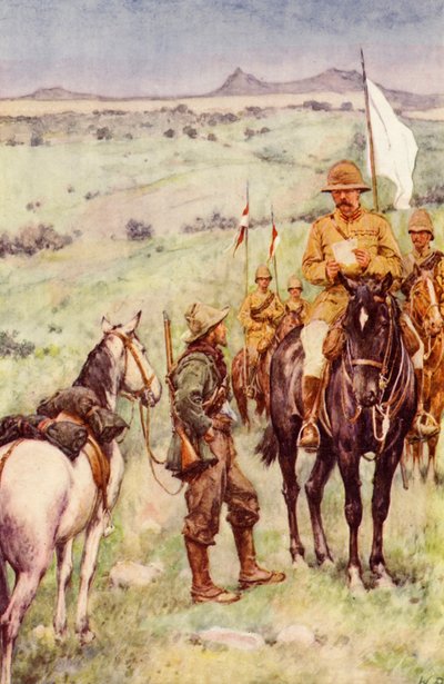 Lord Kitchener y el Mensajero del General Cronje, Paardeberg de Walter Paget