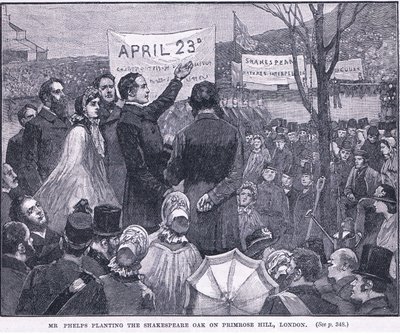 El Sr. Phelps plantando el roble de Shakespeare en Primrose Hill, Londres 1864 AD de Walter Paget