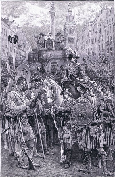 Proclamación del Viejo Pretendiente como el Rey Jacobo VIII en la Cruz de Edimburgo de Walter Paget
