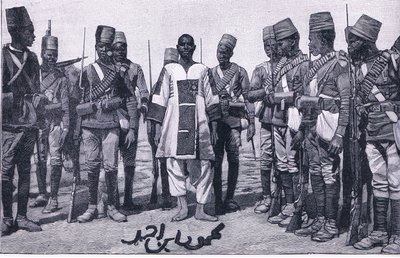 El Emir Mahmud bajo custodia, ilustración de la Historia de Inglaterra de Cassell, 1900s de Walter Paget