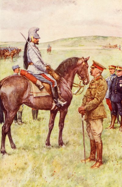 Encuentro en Francia entre Lord Kitchener y el General Baratier (litografía en color) de Walter Paget