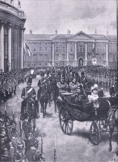La visita del Duque y la Duquesa de York a Dublín, ilustración de la Historia de Inglaterra de Cassell, 1900s de Walter Paget