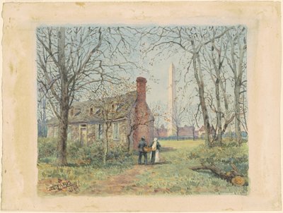 La cabaña de David Burns y el Monumento a Washington de Walter Paris