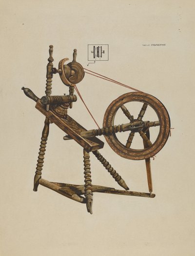 Rueda de hilar de juguete de Walter Praefke