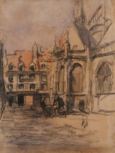 Rue Sainte Catherine y las viejas arcadas, Dieppe, c.1900 de Walter Richard Sickert