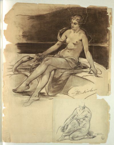 Niña con Cisne de Walter Shirlaw