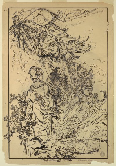 En las montañas (diseño decorativo) de Walter Shirlaw