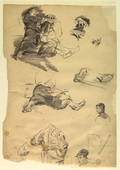 Estudios de figuras para una representación histórica de Walter Shirlaw
