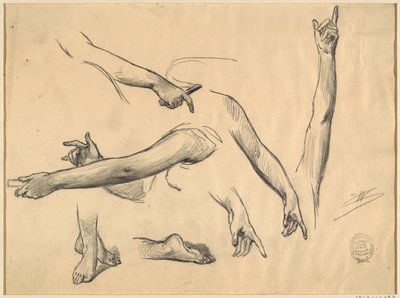 Estudios de las extremidades de una mujer de Walter Shirlaw