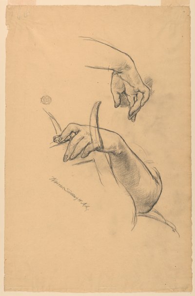 Estudios del brazo izquierdo y la mano derecha de una mujer de Walter Shirlaw
