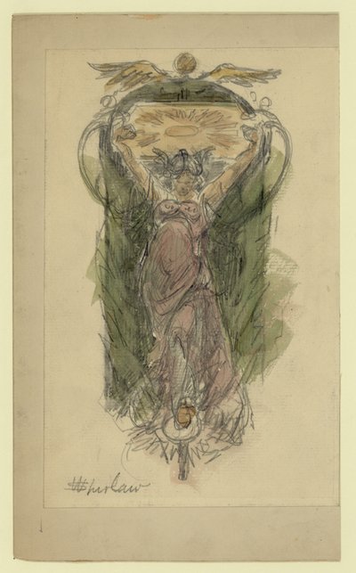 Dibujo de estudio para mural de mujer, no. 1 de Walter Shirlaw