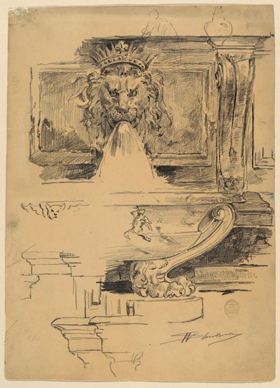 Estudio de una fuente, Italia de Walter Shirlaw