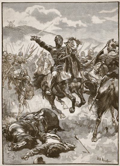 El Príncipe Negro en la Batalla de Crecy, ilustración de 