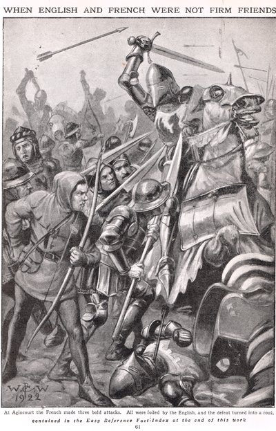 Cuando los franceses e ingleses lucharon en Agincourt, ilustración 