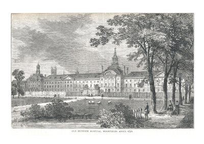 Hospital de Old Bethlem. Moorfields alrededor de 1750 de Walter Thornbury