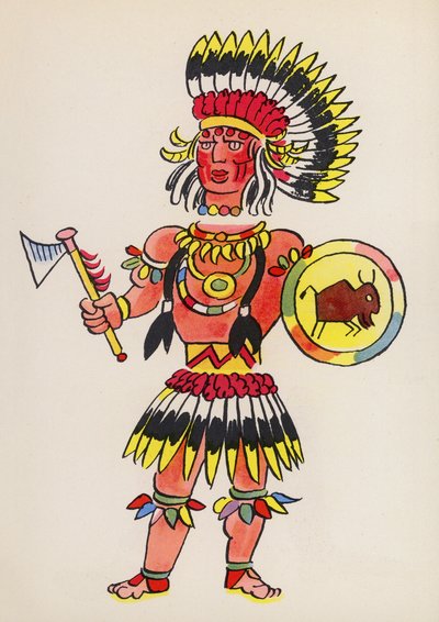 Figuras de libros infantiles: El último mohicano (litografía en color) de Walter Trier