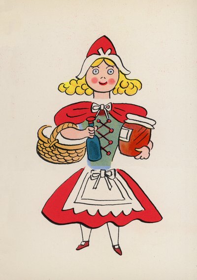 Figuras de libros infantiles: Caperucita Roja (litografía en color) de Walter Trier