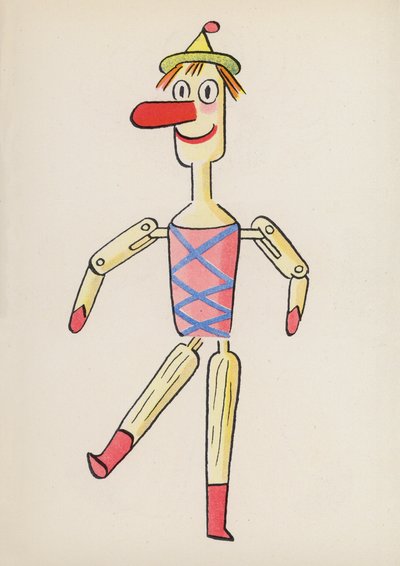 Figuras de libros infantiles: Pinocho (litografía en color) de Walter Trier