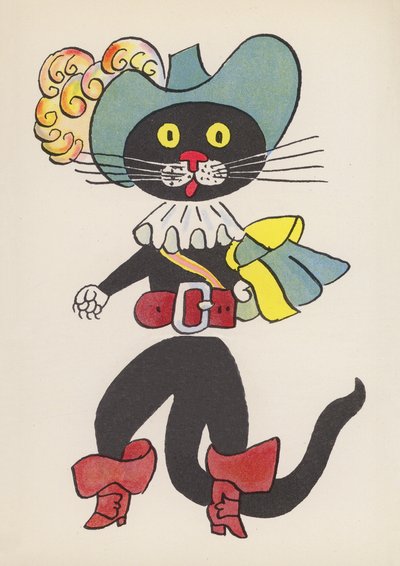 Figuras de libros infantiles: El Gato con Botas (litografía en color) de Walter Trier