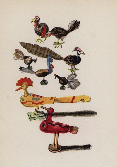 Juguete antiguo pintado por Walter Trier (litografía en color) de Walter Trier