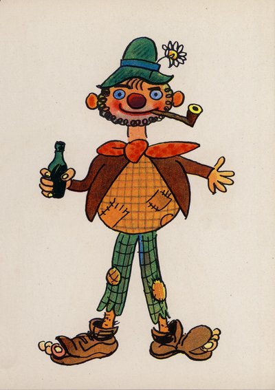 Uno de los locos de Walter Trier (litografía en color) de Walter Trier