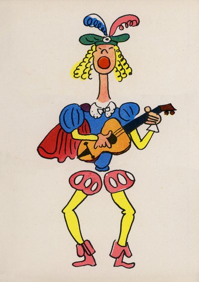 Uno de los locos de Walter Trier (litografía en color) de Walter Trier