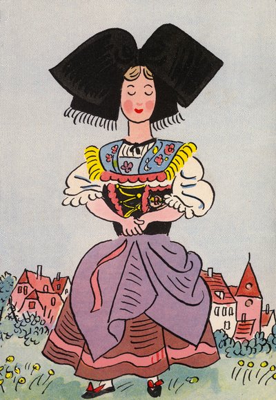 Los locos trajes de Walter Trier: Alsacia, Francia (litografía en color) de Walter Trier