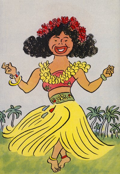 Los locos disfraces de Walter Trier: Hawaii (litografía en color) de Walter Trier