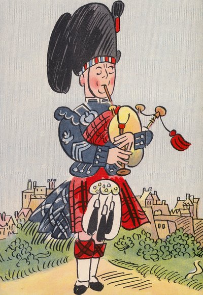 Los locos disfraces de Walter Trier: Escocia (litografía en color) de Walter Trier