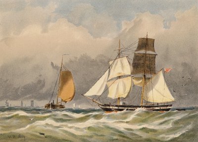Brig de paseo (litografía en color) de Walter William May