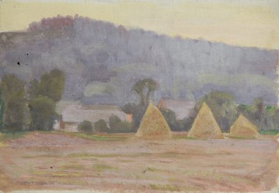 paisaje con montones de heno de Walther Gamerith