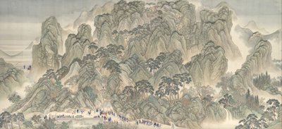La gira de inspección del sur del emperador Kangxi, Pergamino Tres: Jinan al Monte Tai, datable a 1698 de Wang Hui