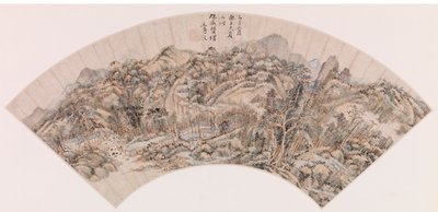 Abanico - Paisaje Montañoso de Wang Shimin