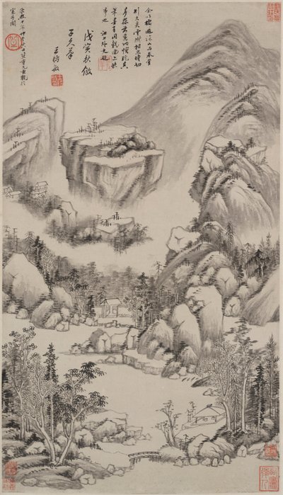 Paisaje al estilo de Huang Gongwang de Wang Shimin