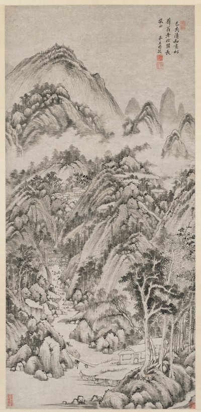 Pueblo de Montaña Abrazado por el Verano de Wang Shimin