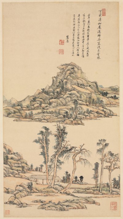 Paisaje en el estilo de color de Ni Zan de Wang Yuanqi