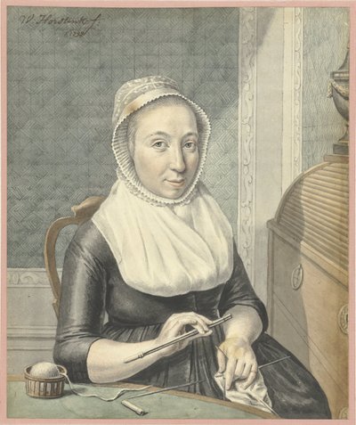 Retrato de una dama con tejido de punto de Warner Horstink